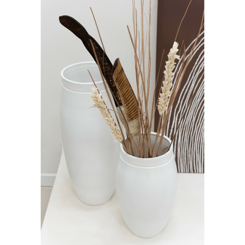 Vase long en céramique blanc 22x22x37 cm