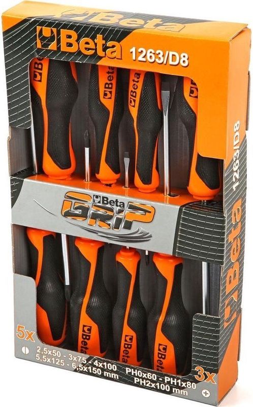 Beta Tools - Schroevendraaiers Set - 5 Platte en 3 Phillips - Hoogwaardig Staal