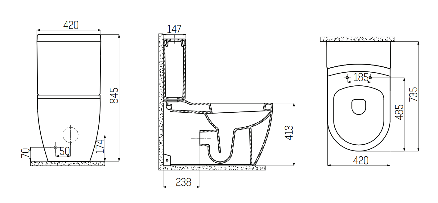 Sanigoods Grande breed staand toilet met bidetsproeier