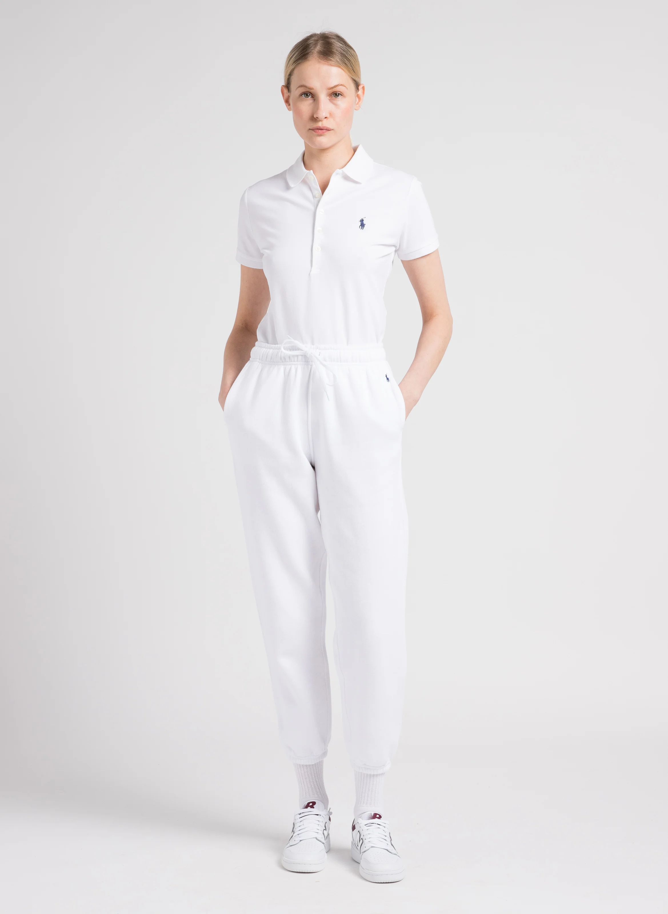 JULIE - Tee-shirt col polo en coton mélangé | Blanc