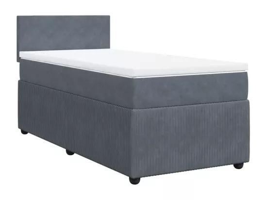 Sommier à lattes de lit et matelas Gris foncé 90x190 cm Velours