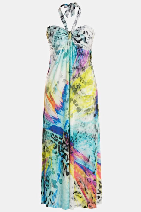 Maxikleid, Neckholder, Allover Print, ärmellos