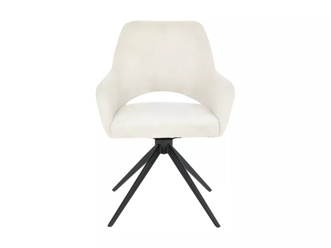 Ivar - Chaise de bureau en tissu bouclette et métal : Couleur - Écru chiné