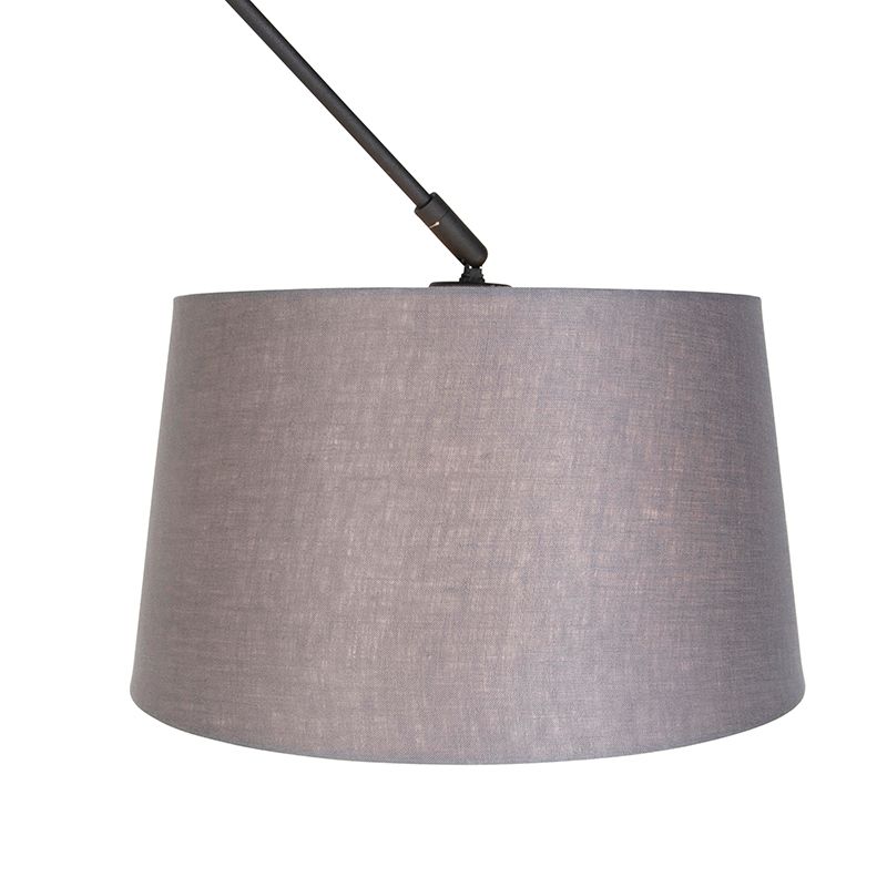 Hanglamp zwart met linnen kap donkergrijs 35 cm - Blitz