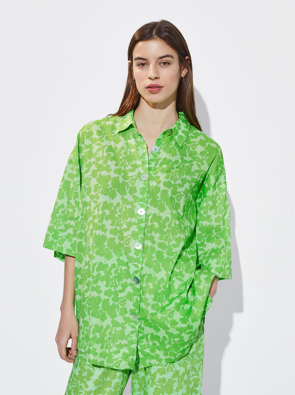 Camisa estruturada estampada - Verde