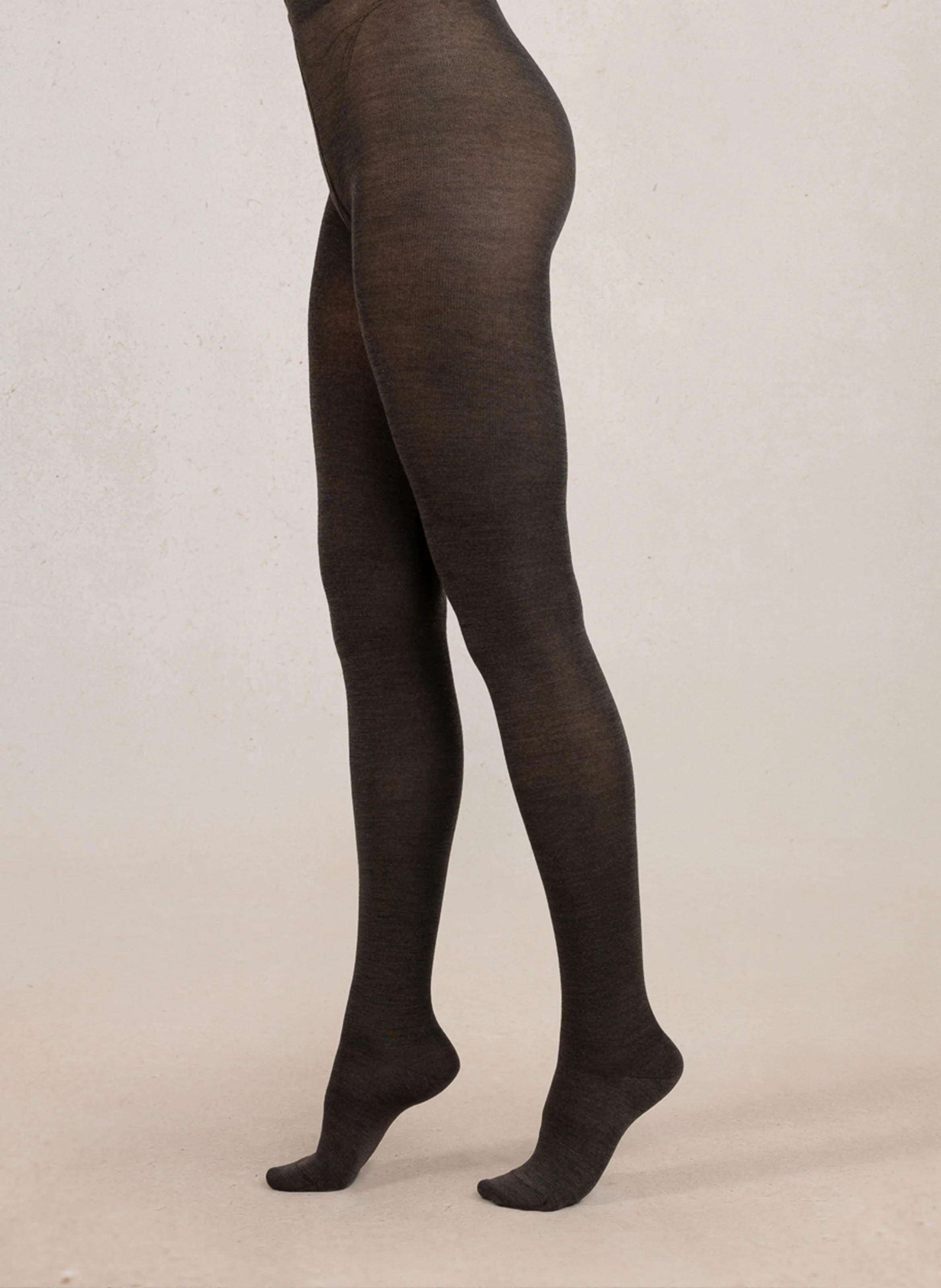 Collants en laine fine et coton mélangés | Marron