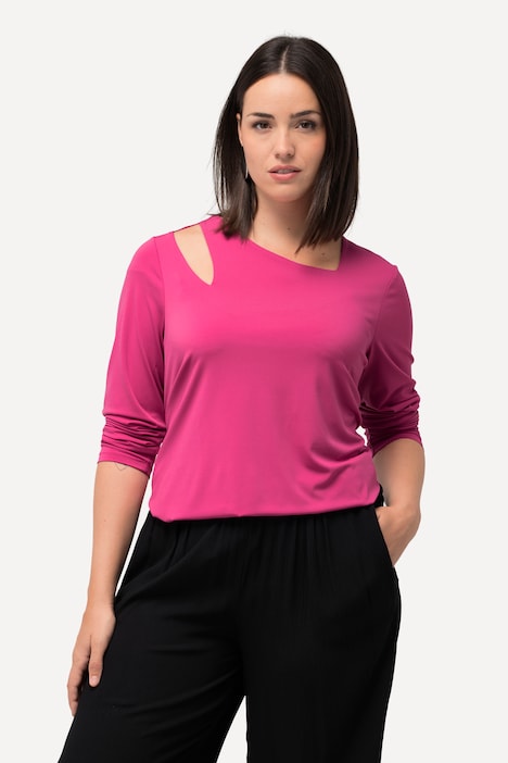 Shirt, Cut-Out, asymmetrischer Ausschnitt, Langarm