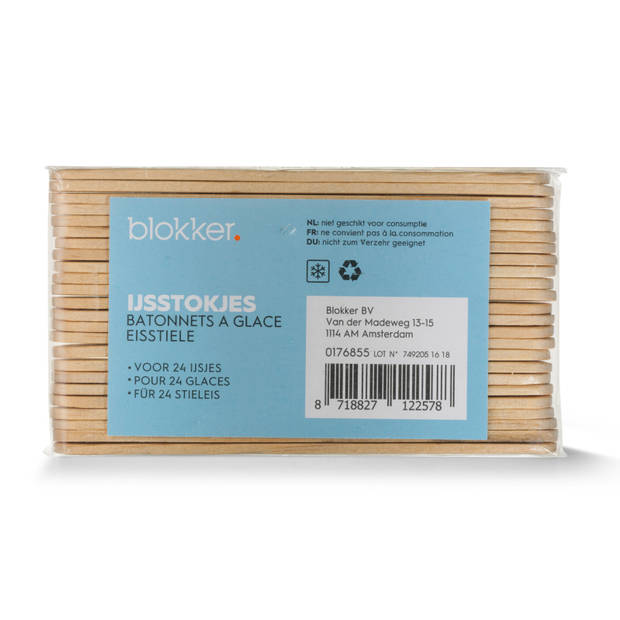 Blokker ijsstokjes - hout - 24 stuks