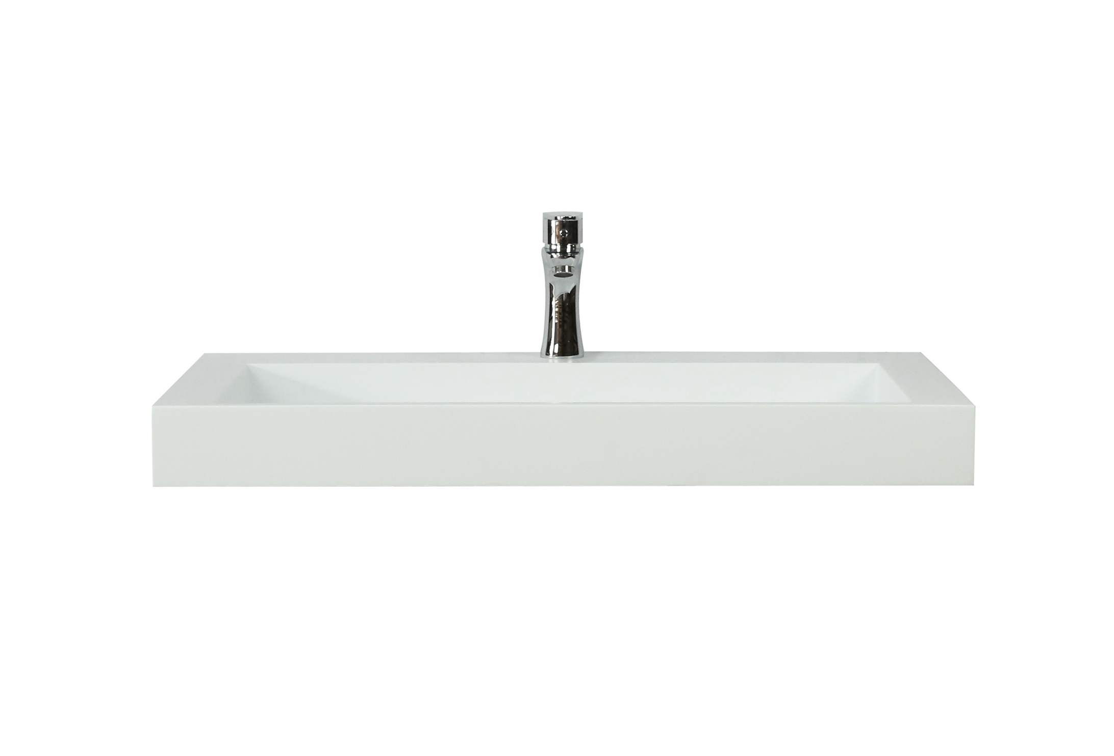 Saniclear Hoya solid surface wastafel 80x45,5cm met kraangat mat wit