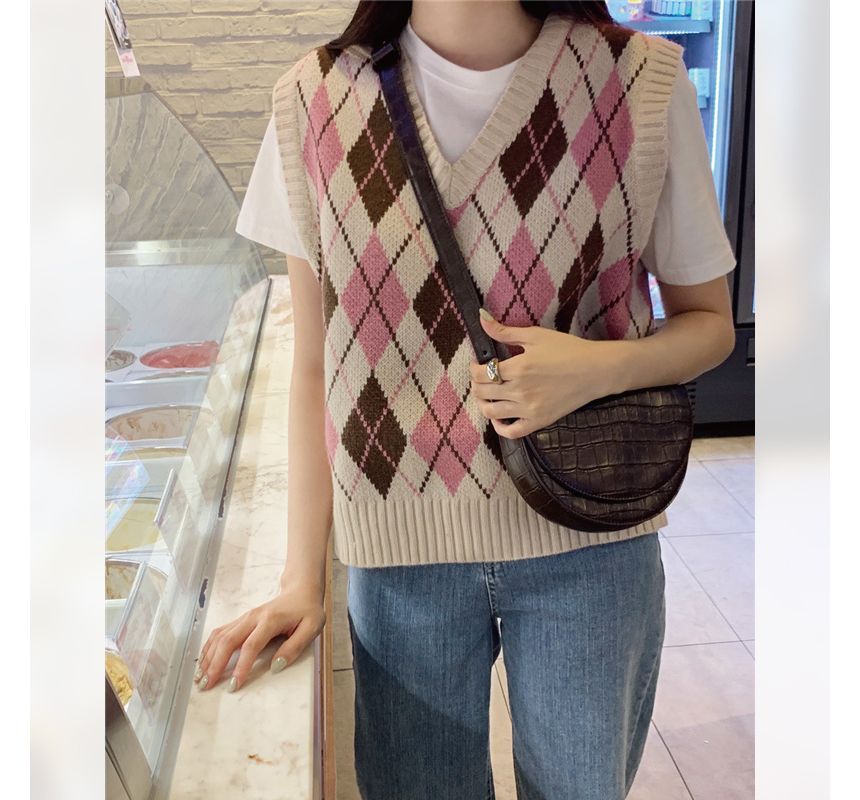 Amyway - V-hals Argyle Trui Vest