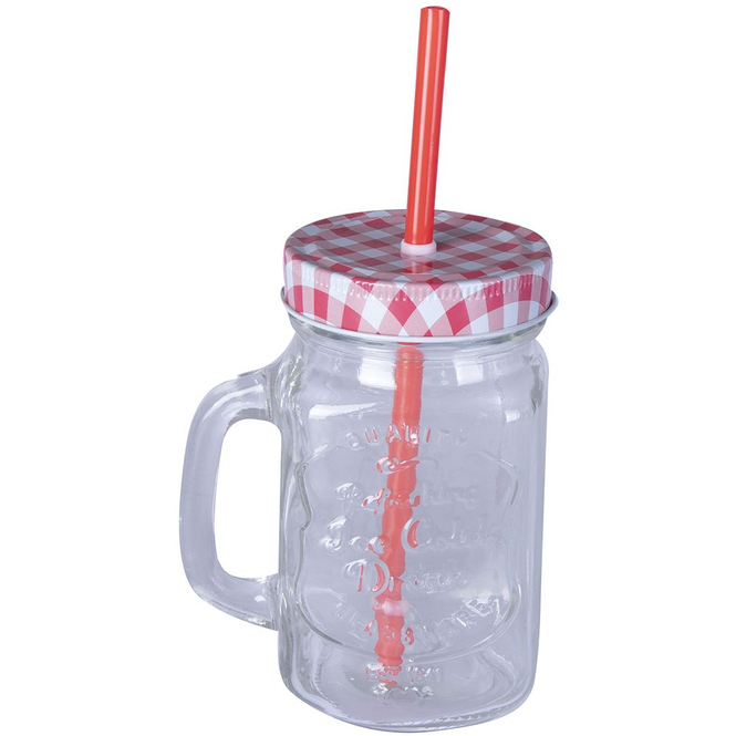 Trinkglas mit Deckel und Trinkhalm - 450 ml - 1 Stück