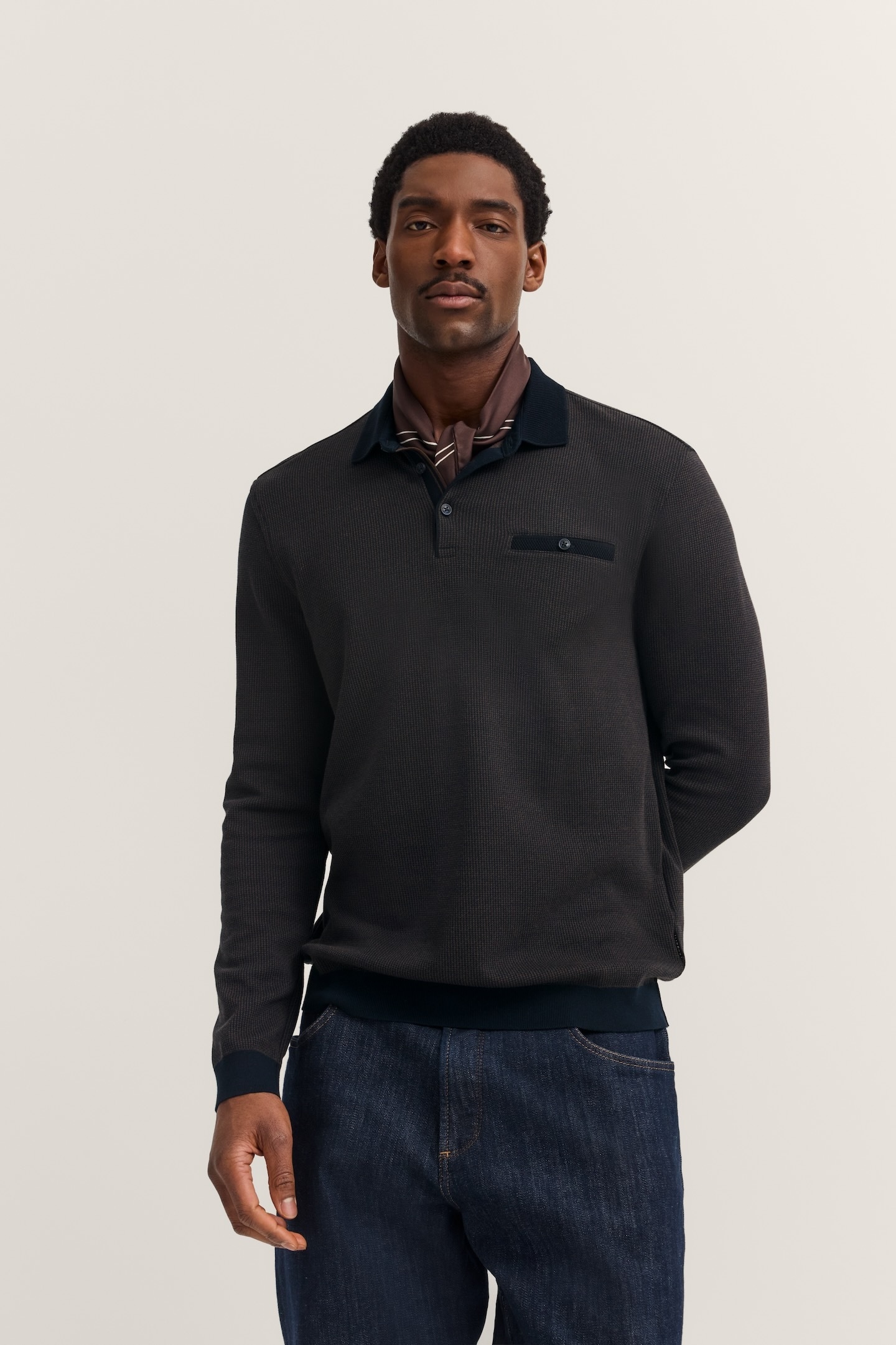 bugatti Langarm-Poloshirt »Modern Fit«, mit Brusttasche