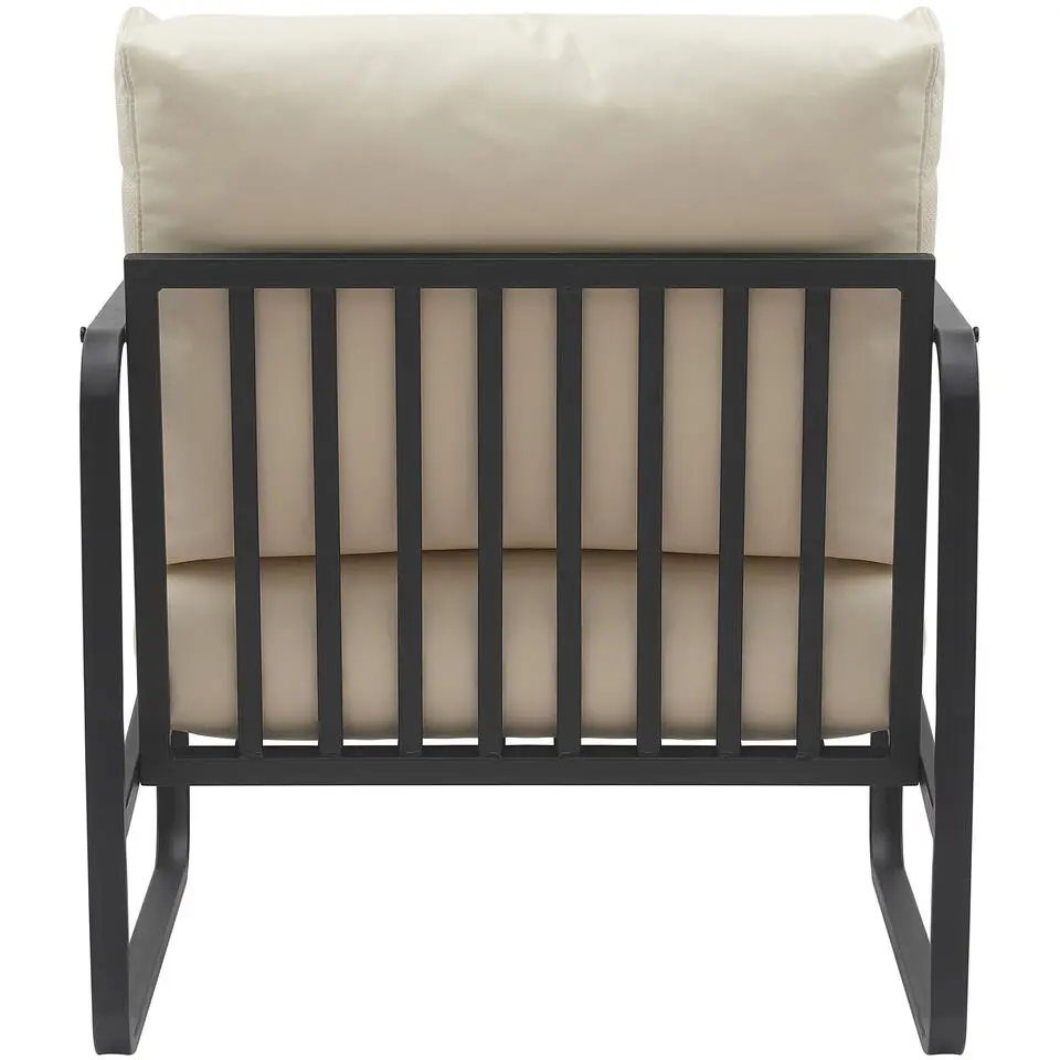 CLP Lounger Manea zwart Frame - Kunstleer - creme