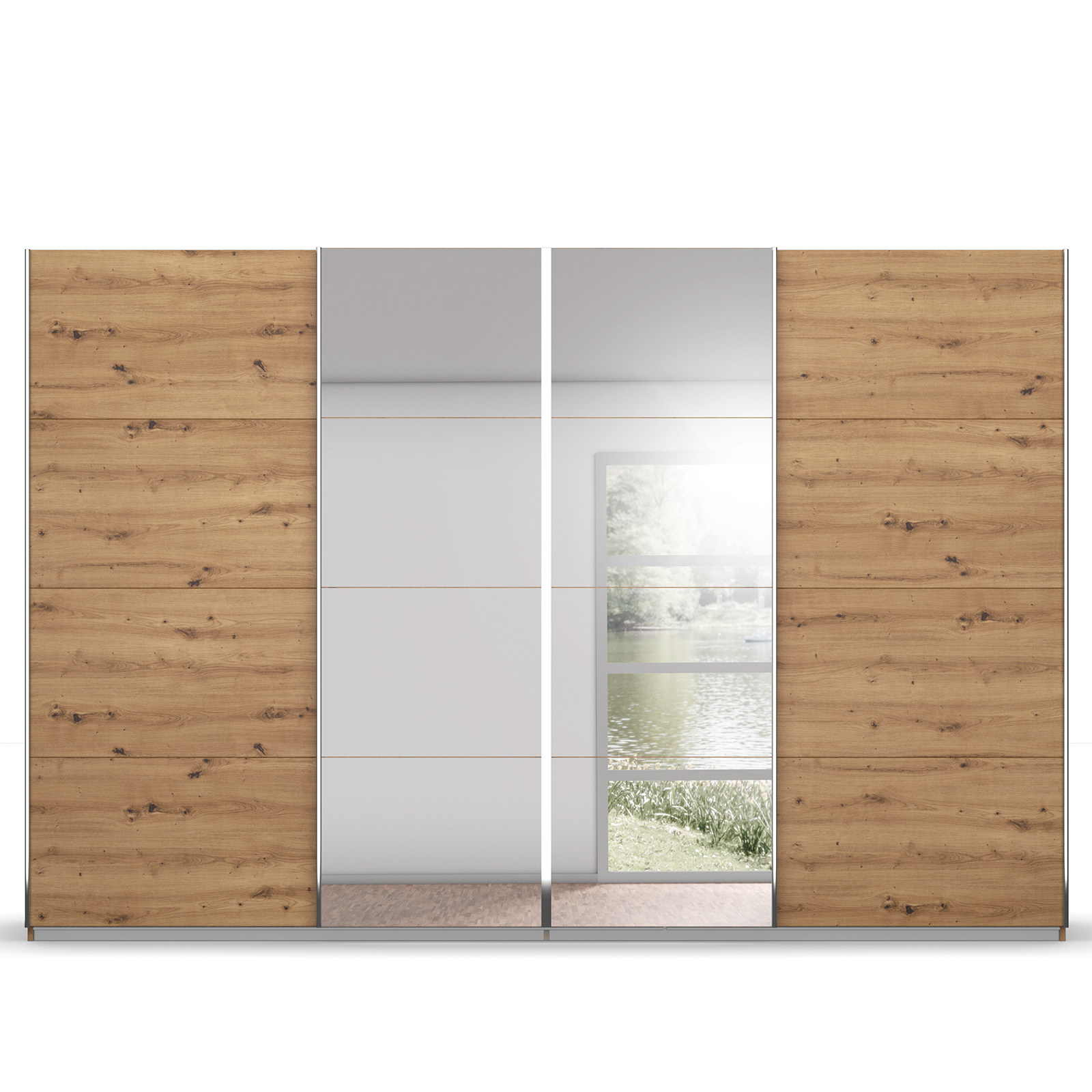 Schwebetürenschrank - Eiche Artisan - 2 Spiegeltüren - 315x210 cm