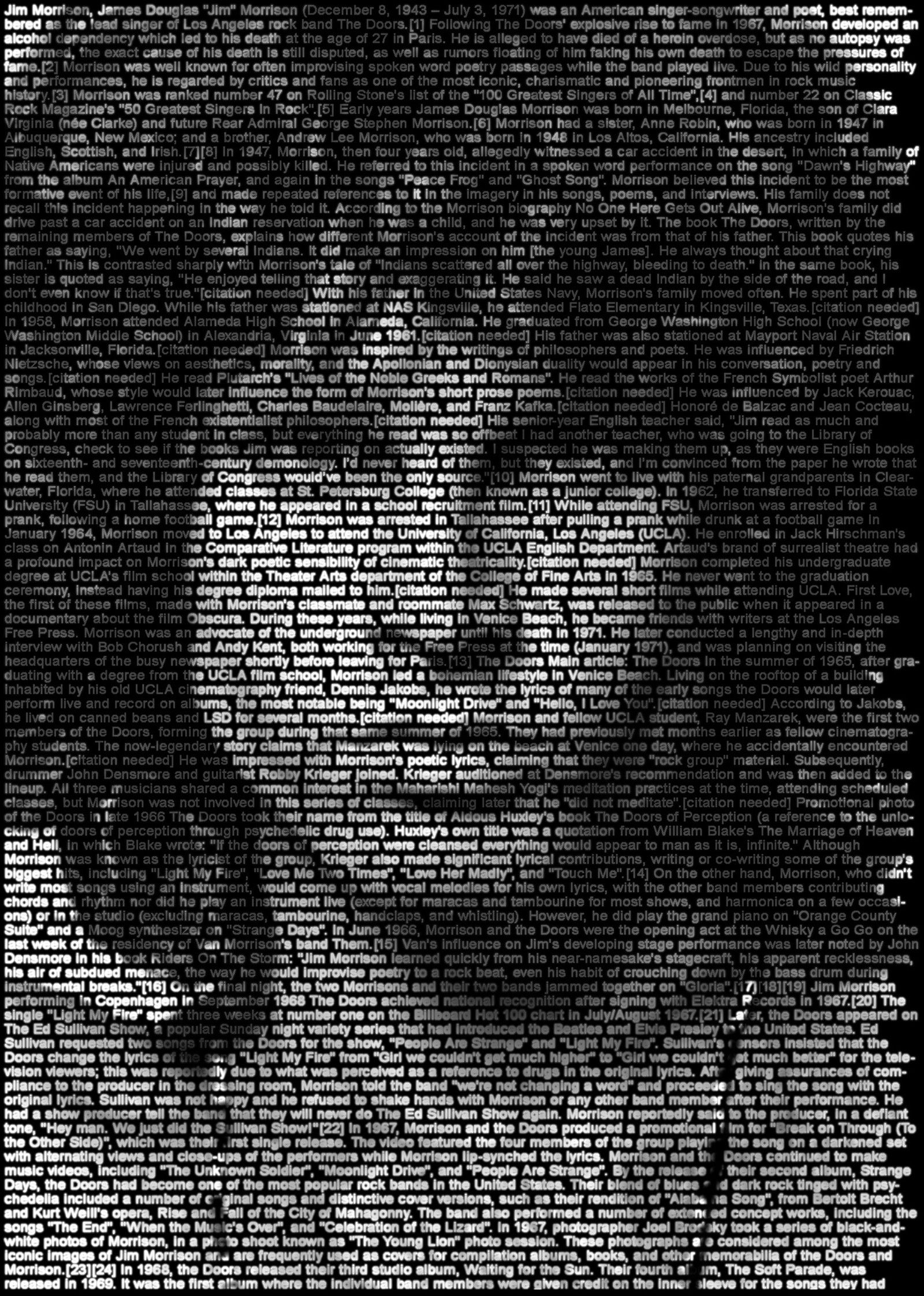 Jim Morrison by Ralph Ueltzhoeffer - Limited Edition. Edition of: 150. Signed.