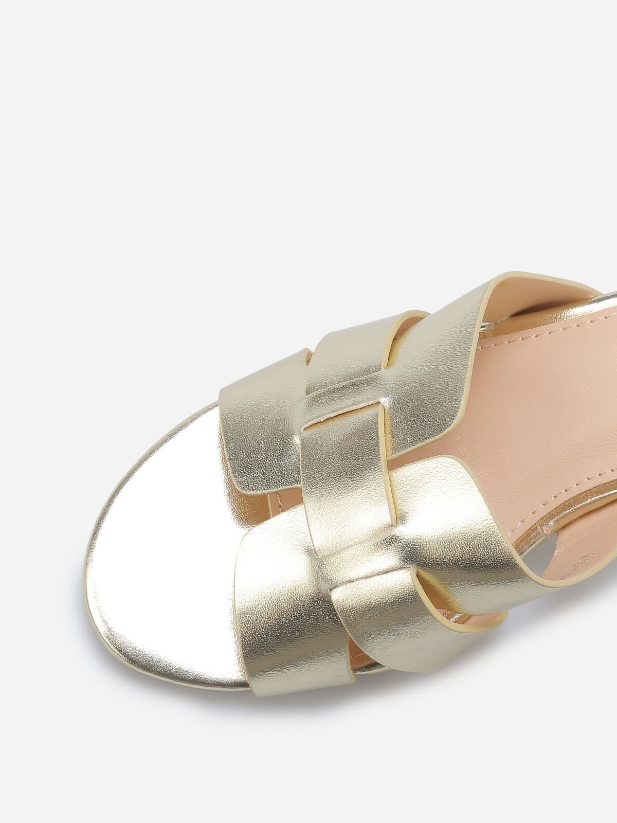 Mules à talon et brides entrecroisées- Doré