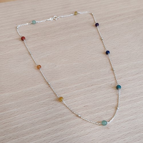 Collier rainbow 7 chakras argent