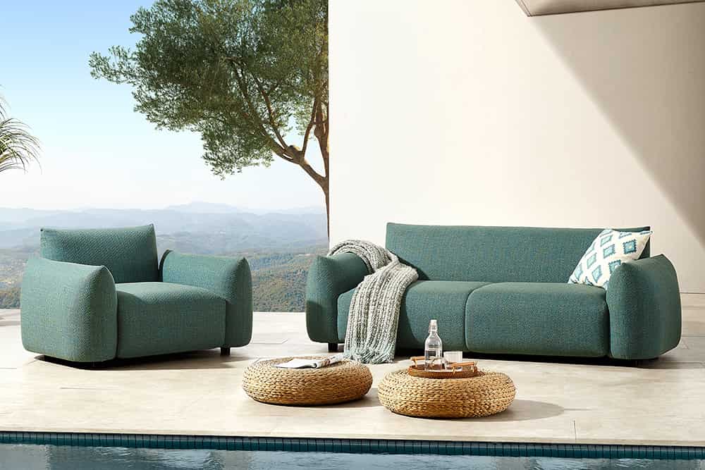 In- und Outdoor Gartensessel SEAHAWK türkis Aluminium Olefin 1-Sitzer Sofa wetterfest