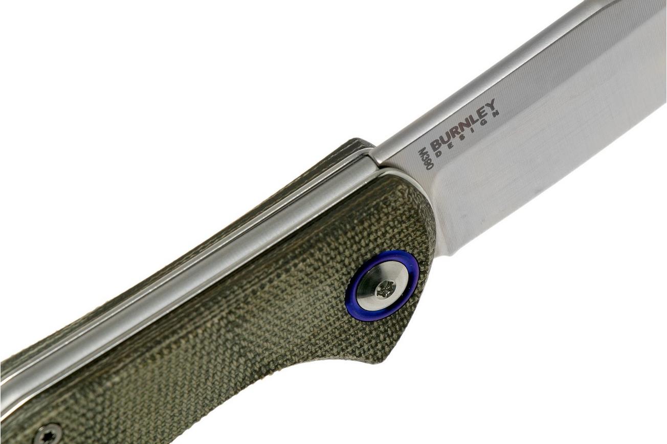 MKM Fara MY01-GC Green Micarta zakmes, Lucas Burnley design