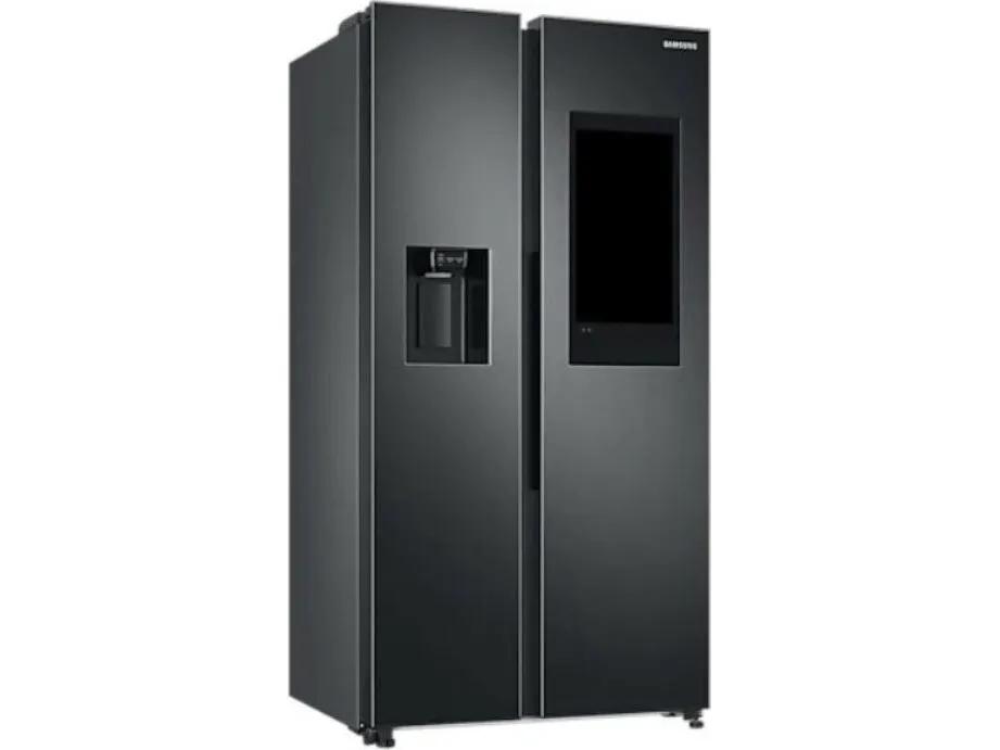 Samsung Family Hub RS6HA8891B1 - Køleskab/fryser - side-by-side med vanddispenser, isdispenser - Wi-Fi - bredde: 91.2 cm - dybde: 71.6 cm - højde: 178 cm - 614 liter - Klasse E - premium sort stål/sort