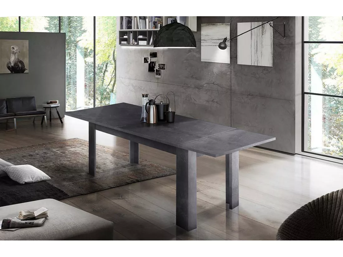 Table extensible Ddariv, Console extensible jusqu'à 12 places, Console extensible 100% Made in Italy, 160/210x90h75 cm, Ardoise