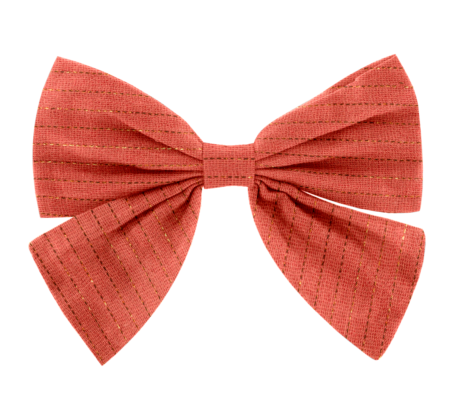Barrette Noeud Papillon Gaze Lurex Corail