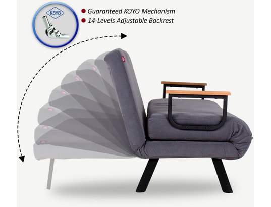 CONCEPT1 - Canapé lit Sando 2 places gris souris 133 x 78 x h78