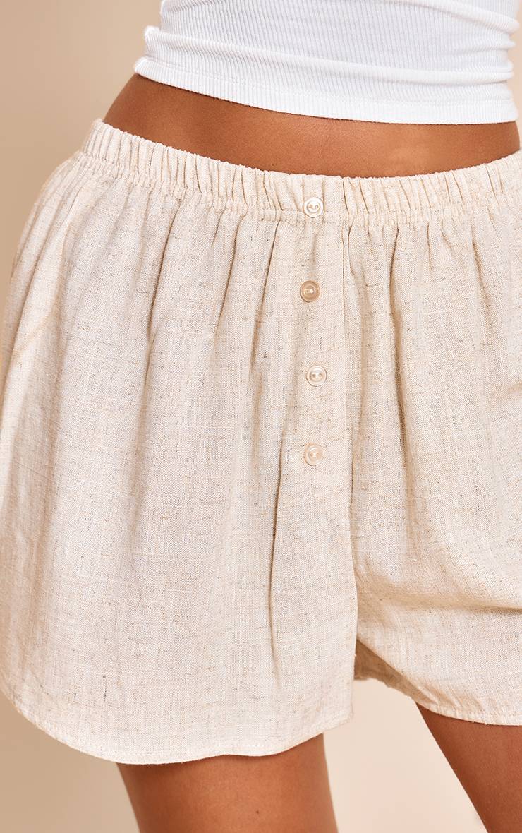 Gris Pierre Short Boxer Texturé Aspect Lin À Rayures Petite