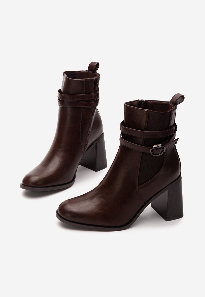 Bottines à gros talon bruns Yvresse