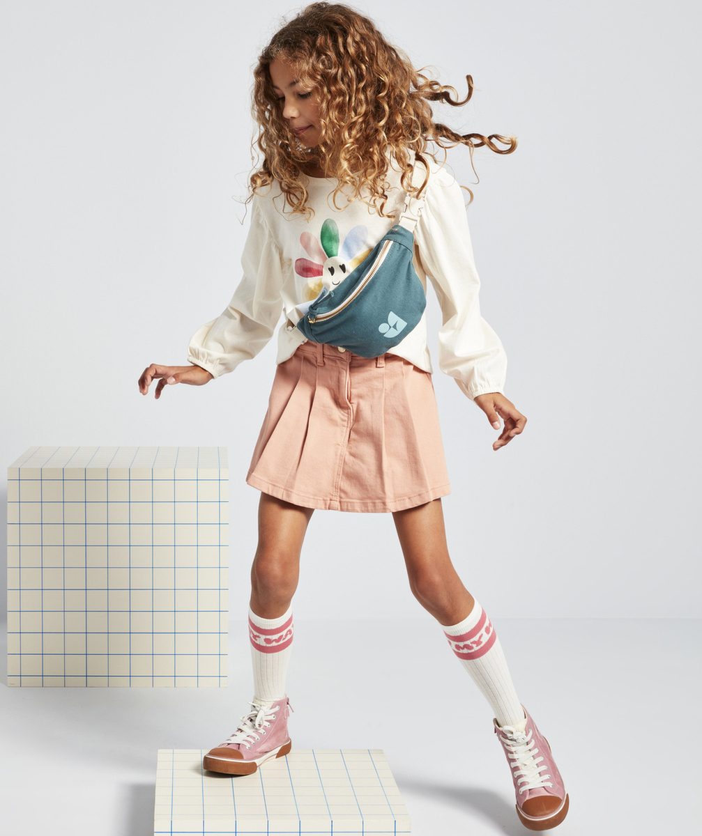 JUPE-SHORT PLISSÉE FILLE EN FIBRES RECYCLÉES ROSE