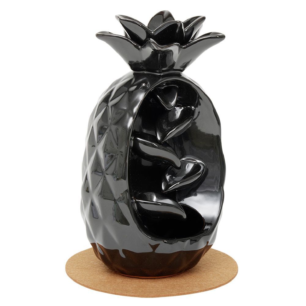 Fontaine à encens forme ananas noir H20 cm