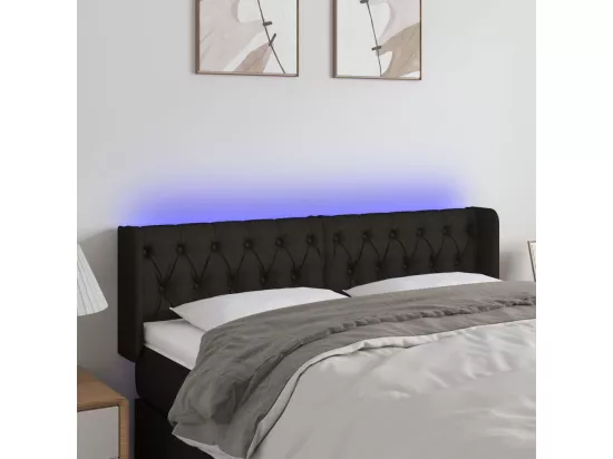 Tête de lit à LED Noir 163x16x78/88 cm Tissu