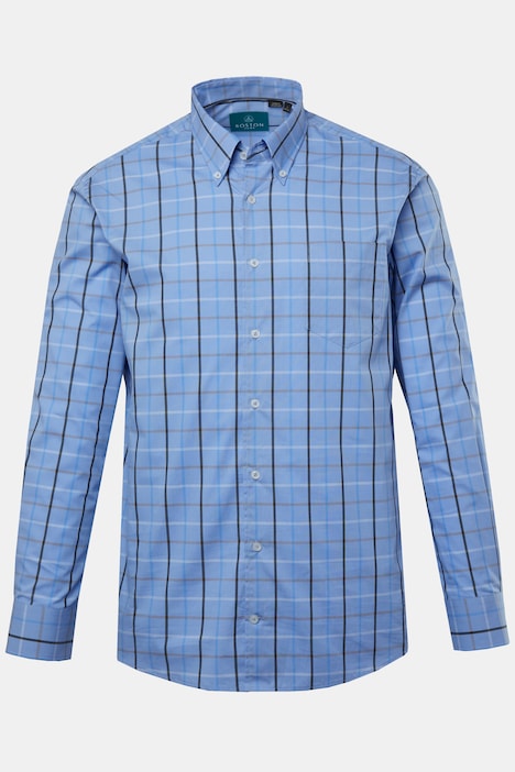 Boston Park Karo-Businesshemd, Langarm, Buttondown-Kragen, Comfort Fit, bis 8 XL