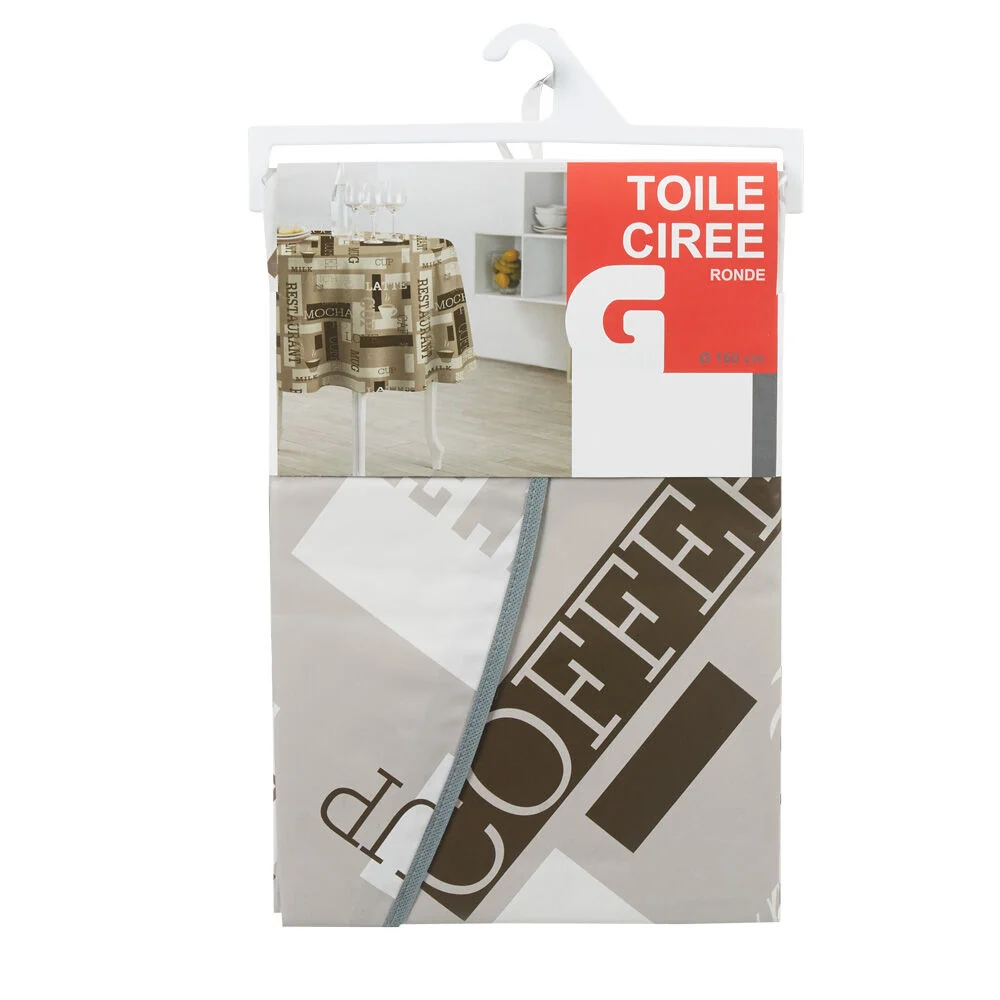 Nappe toile cirée ronde motif café