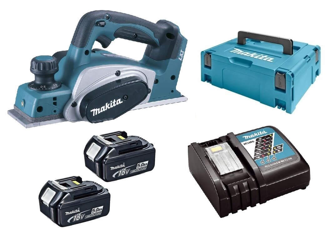 Makita DKP180RTJ 18V Li-ion accu schaafmachine set (2x 5.0Ah) in Mbox