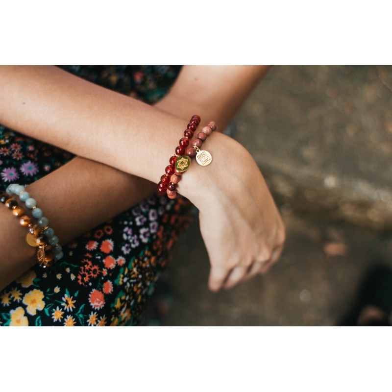 Bracelet Cornaline Chakra Svadhisthana Argent 925 Doré