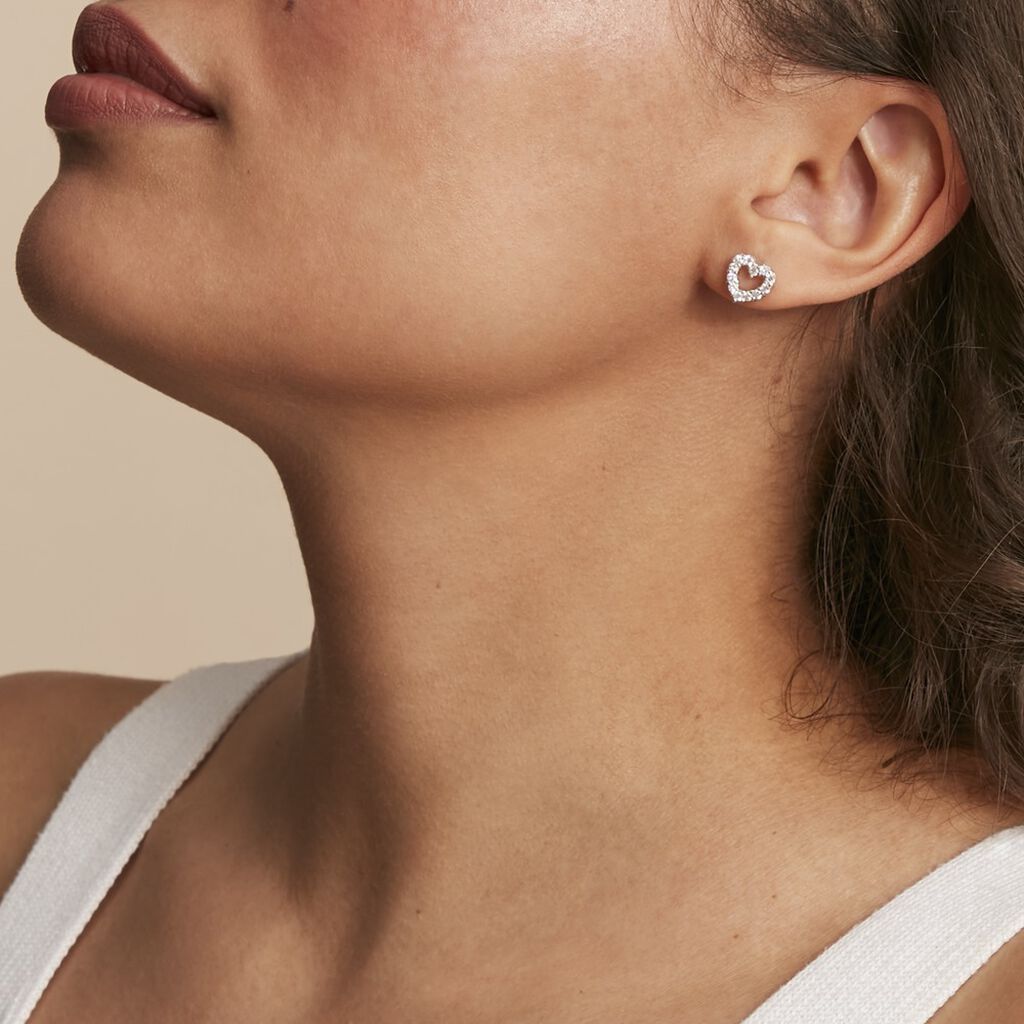 Boucles D'oreilles Puces Pepca Argent Blanc Oxyde De Zirconium