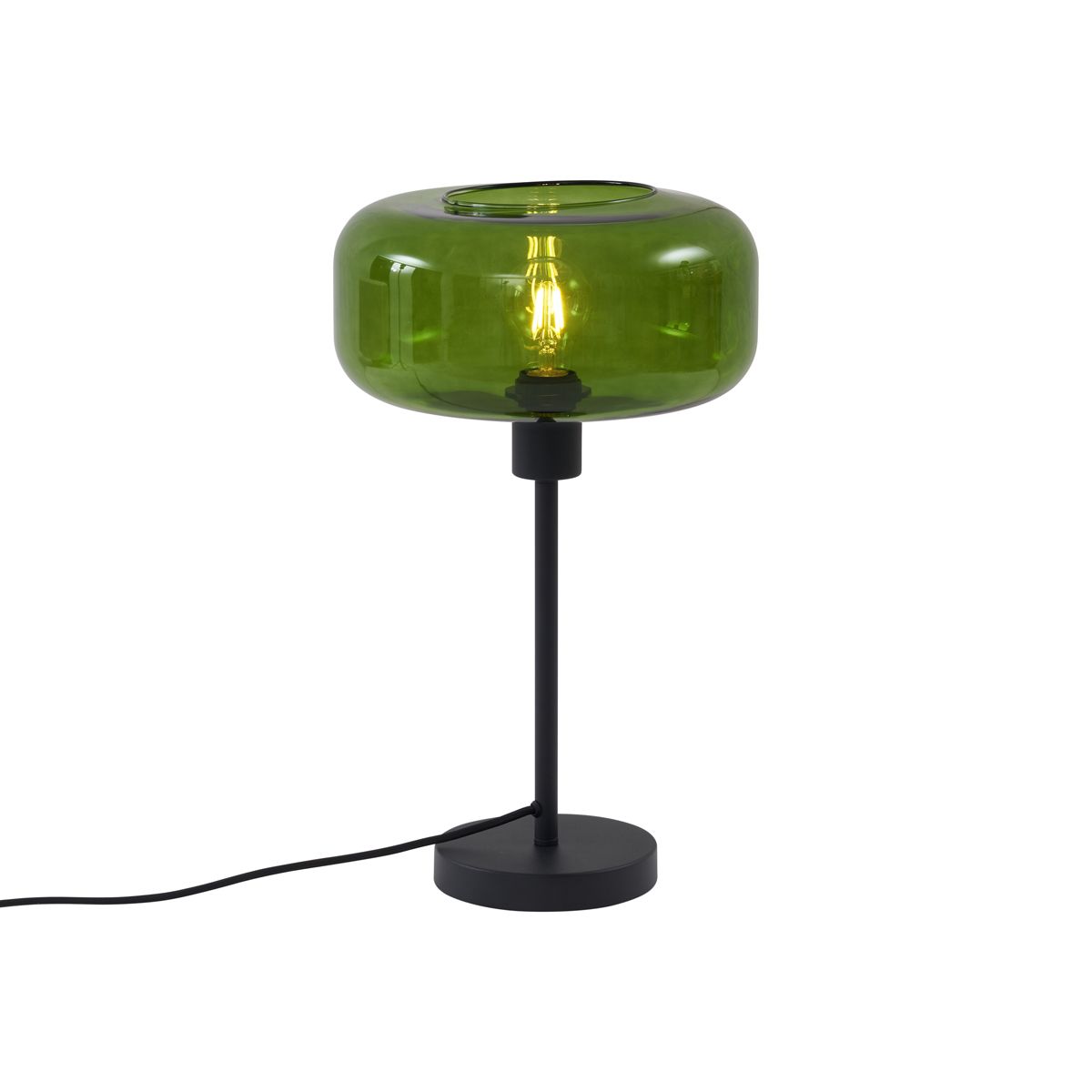 Retro tafellamp zwart met groen glas - Bizle