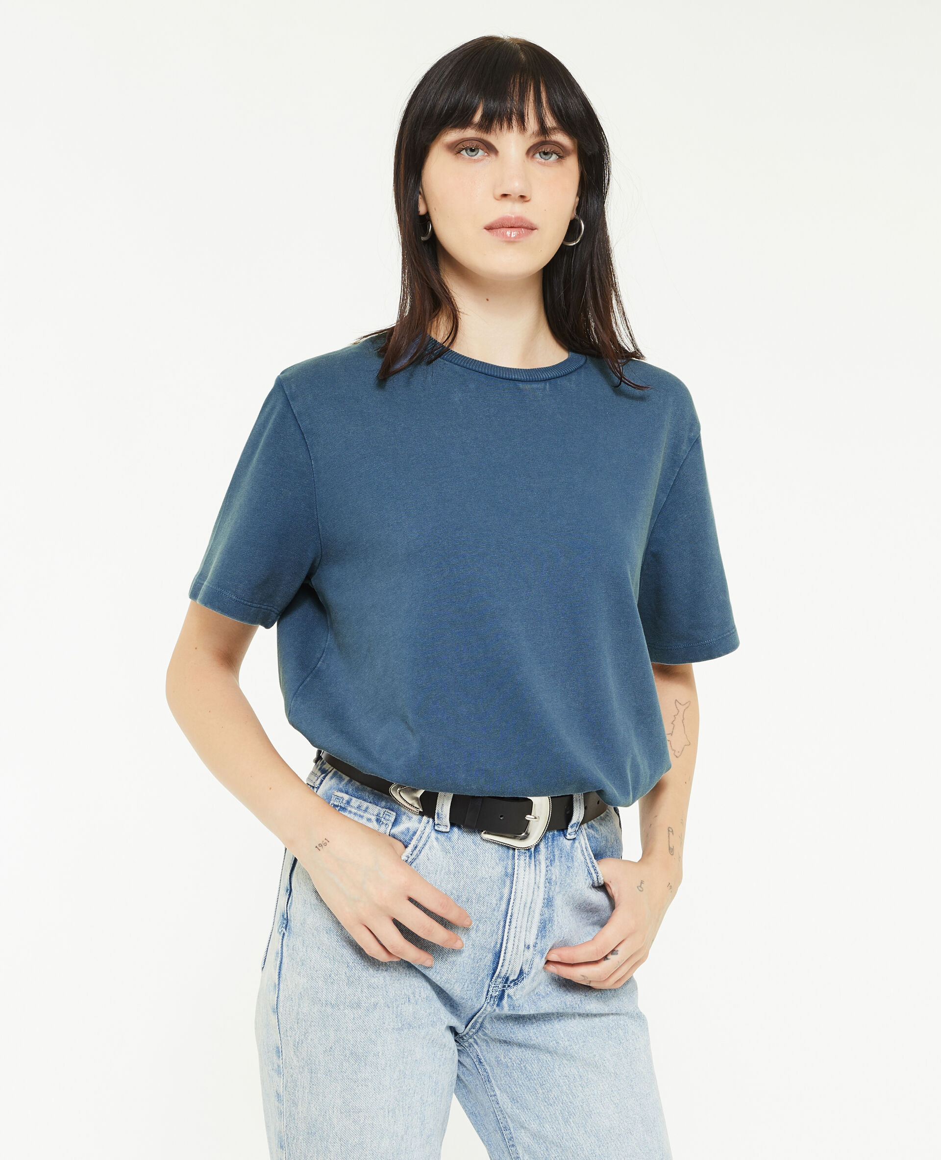 T-shirt à effet délavé - Bleu marine