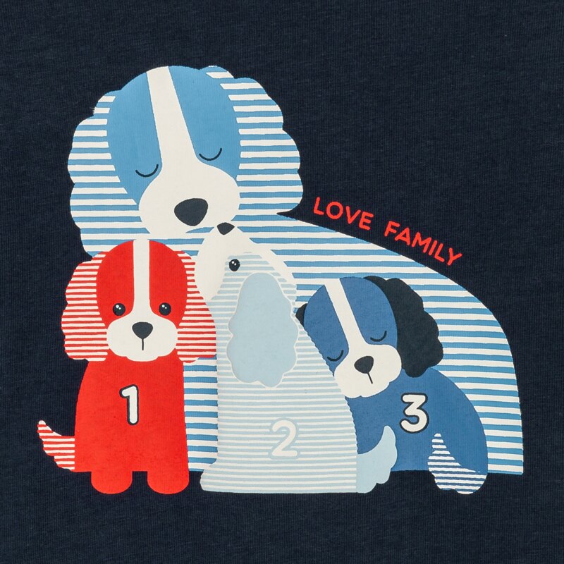T-shirt famille chiens bleu bébé garçon Bleu
