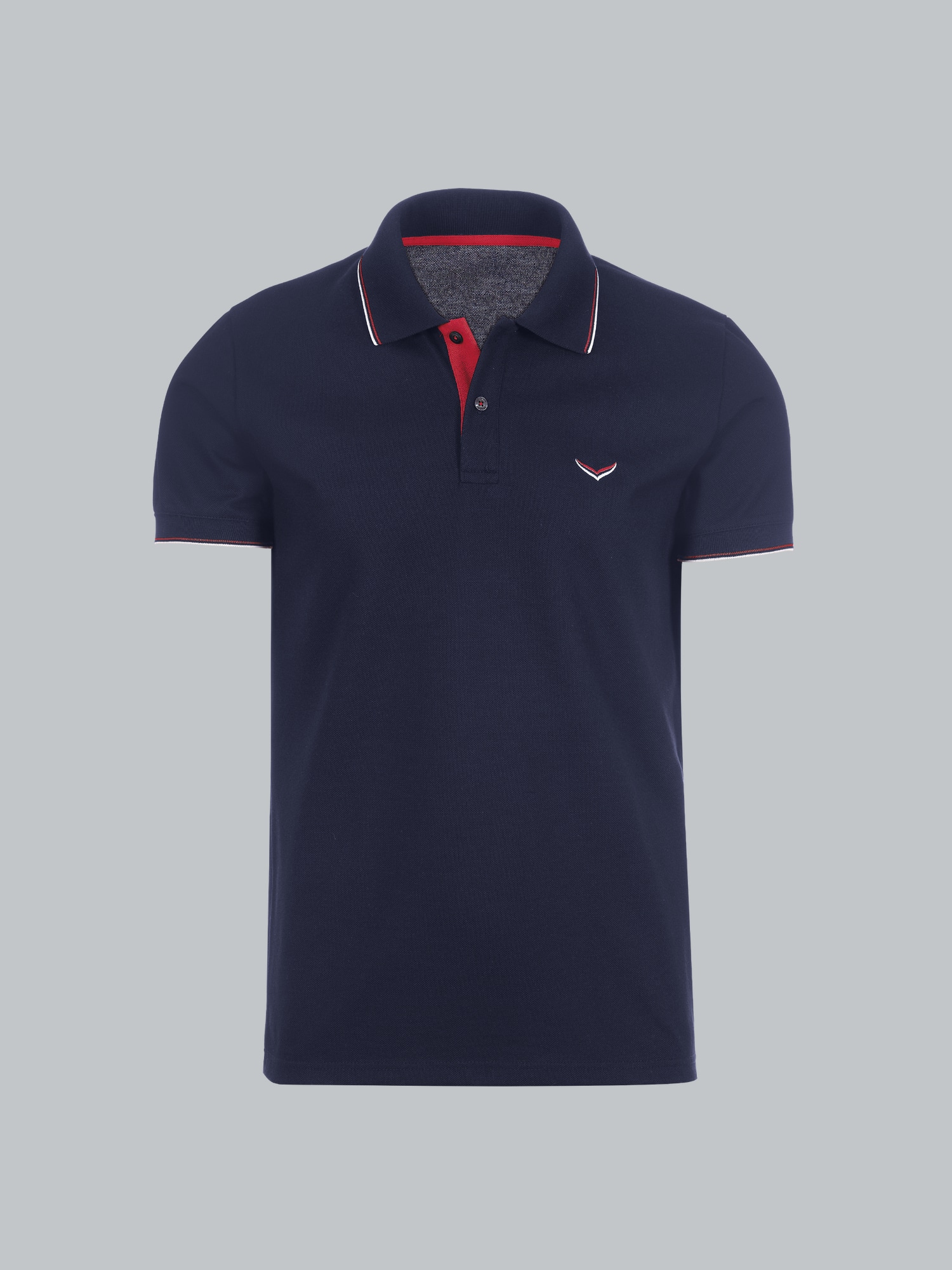 Dreifarbiges Polohemd Navy