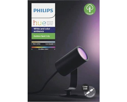 Philips Hue LED Spot 1x Extension White & Color Ambiance Outdoor RGB 8W 640 lm 2000-6500 K zwart - compatibel met SMART HOME van Hornbach