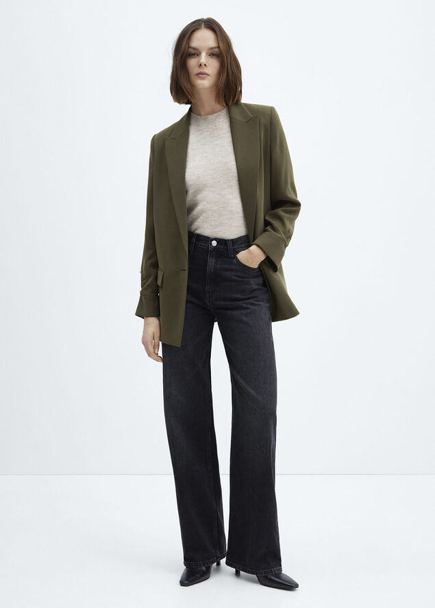 MANGO Turn-down sleeve blazer Beige - khaki