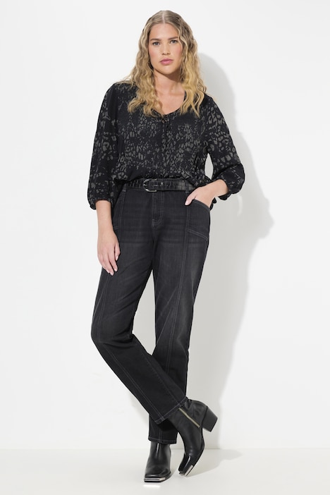 Boyfriend-Jeans, Ziernähte, weites Bein, 4-Pocket-Schnitt