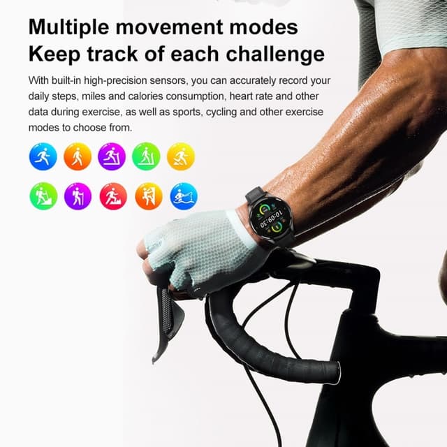 1,43-tommer AMOLED Skærm Smartwatch – EKG, Pulsmåler, Bluetooth-opkald – Sort