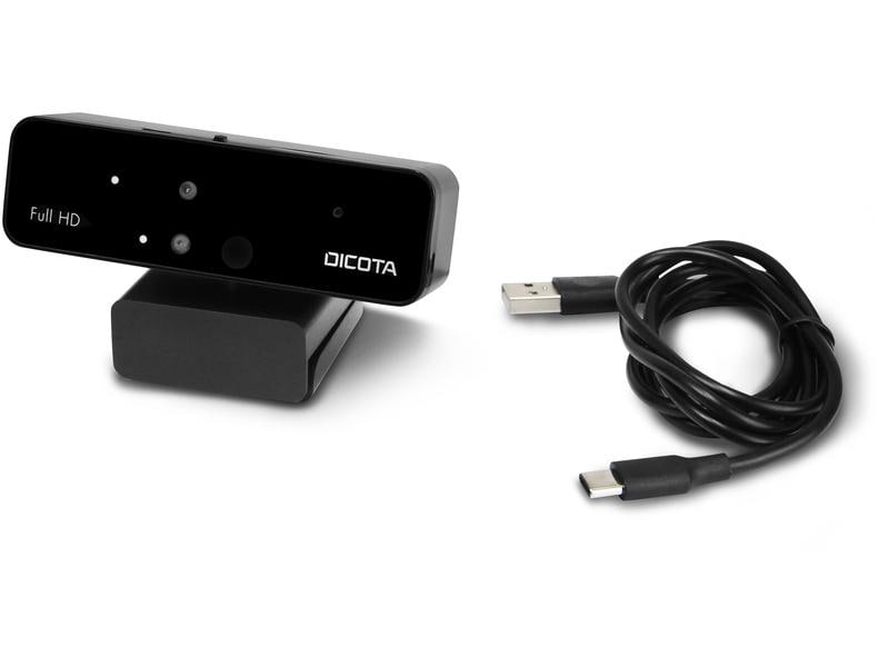 DICOTA Webcam PRO Face Recognition Full HD Webcam mit integrierten optischen und Infrarot-Sensoren Windows Hello