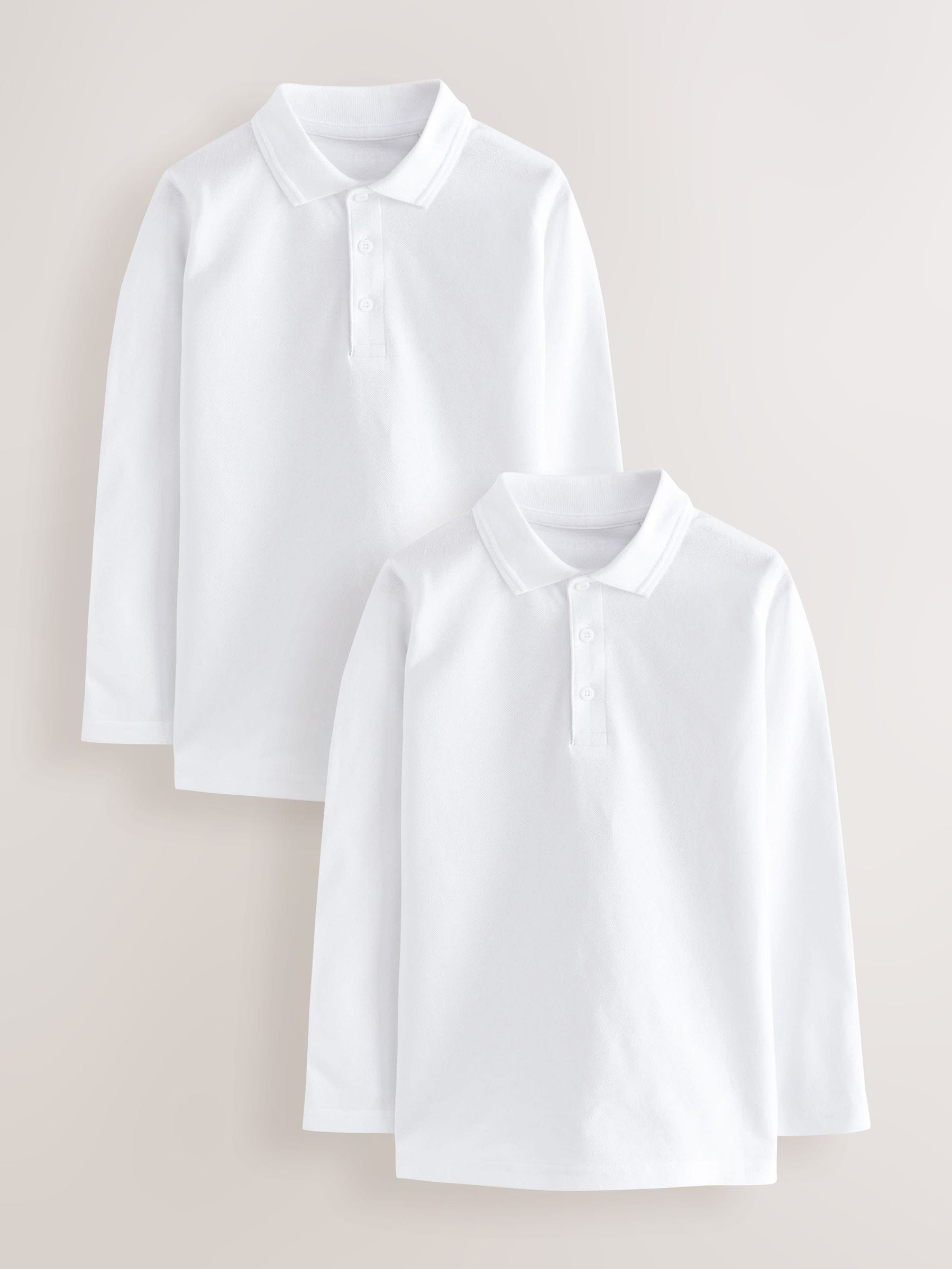 Wit - Set van 2 poloshirts met lange mouwen (3-16jaar)
