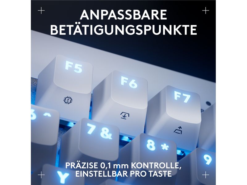 Logitech Gaming-Tastatur Pro X TKL Rapid Weiss Kabelgebundene Gaming-Tastatur ohne Ziffernblock mit analogen Switsches