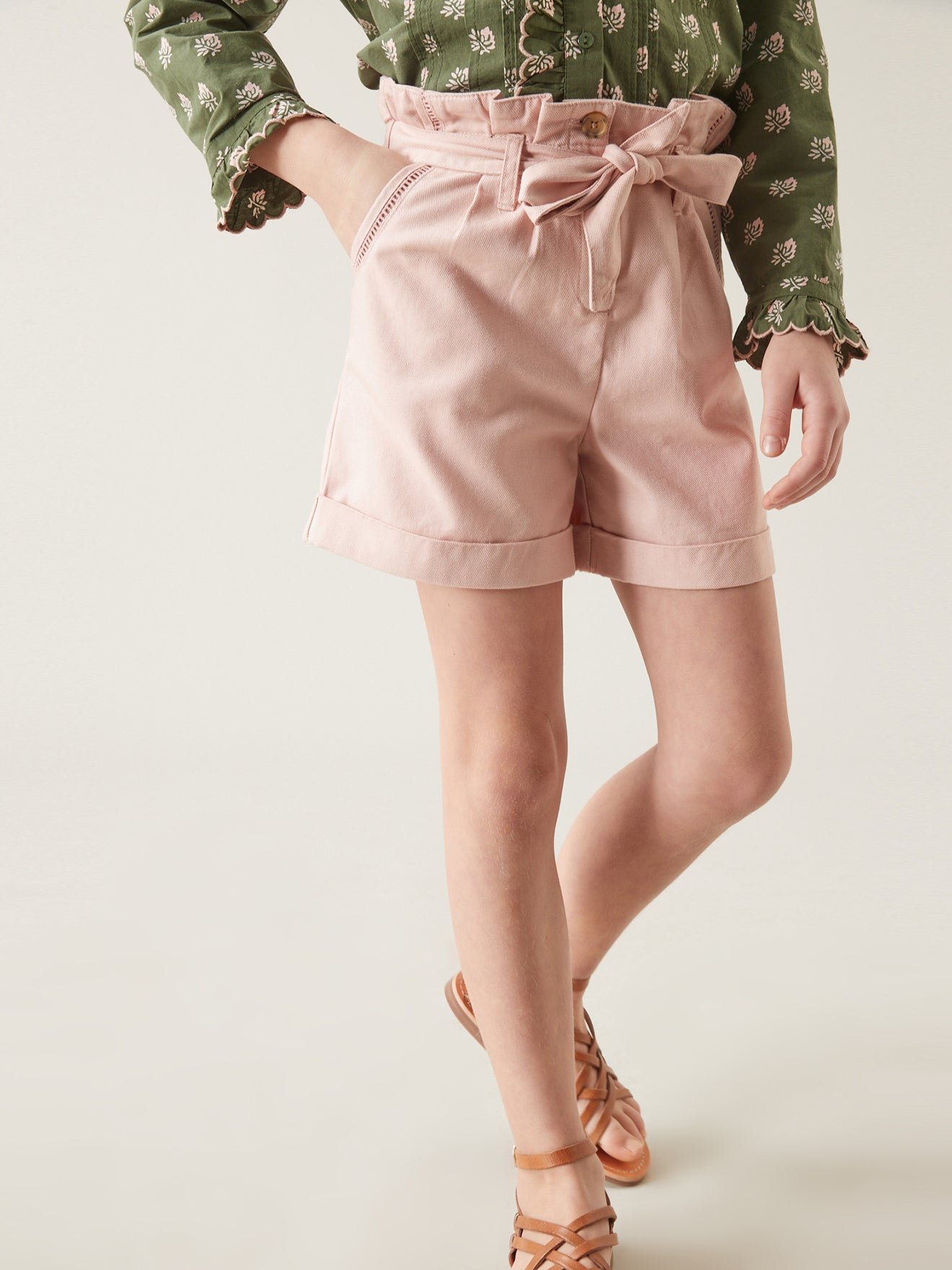 Short Fille en lin et coton