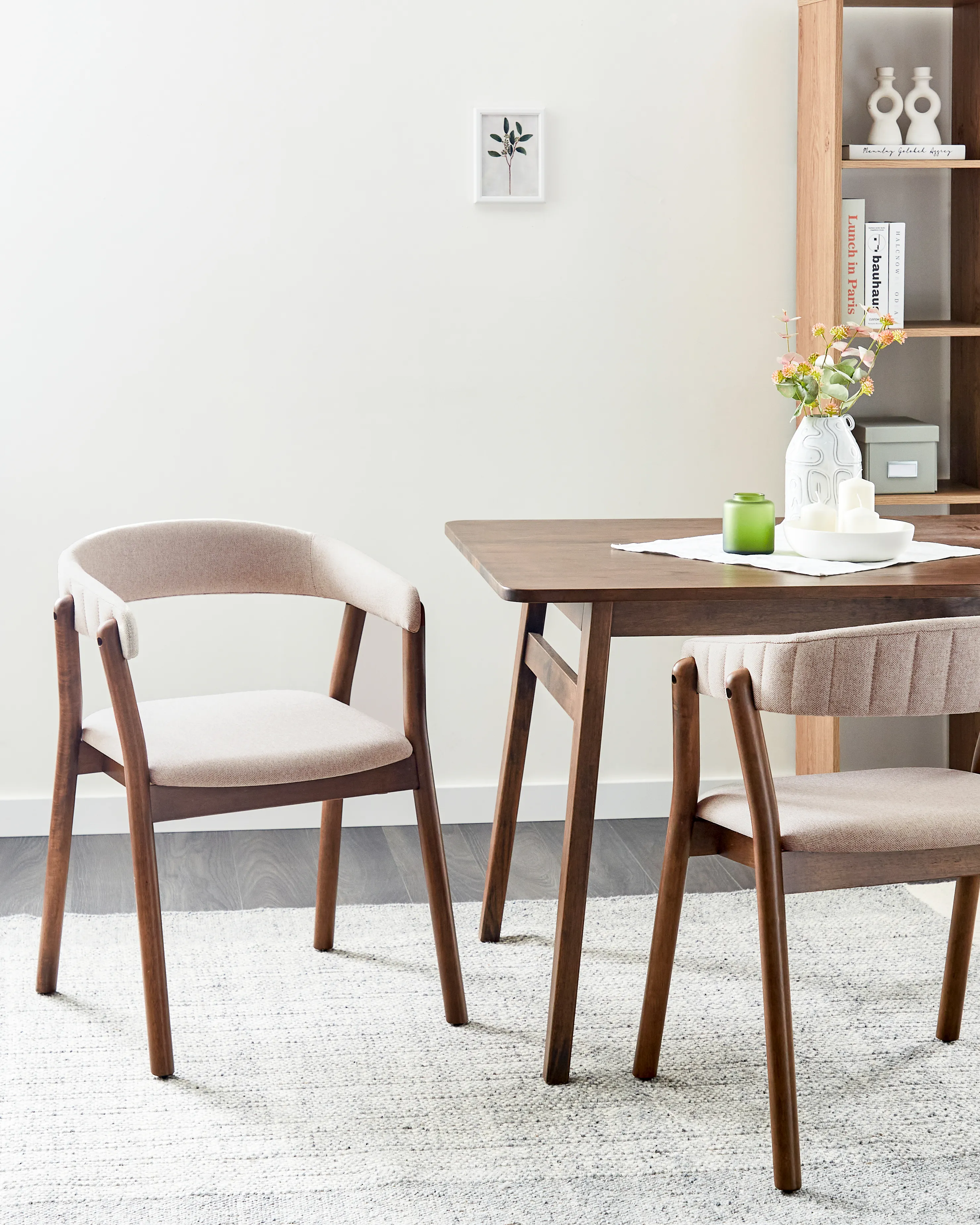 Set van 2 eetkamerstoelen MYLO Stof Donkerbruin/beige